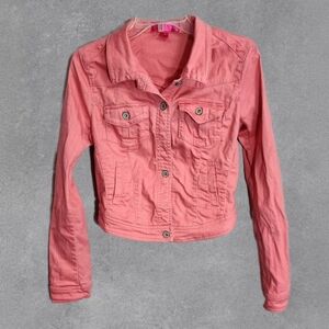 Tinseltown Pink Crop Jean Jacket Size Large